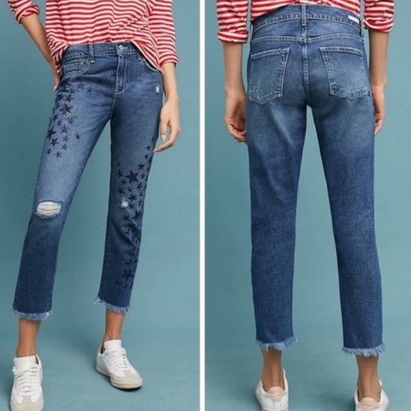 Anthropologie Denim - Anthropologie Pilcro Letterpress Star Embroidered